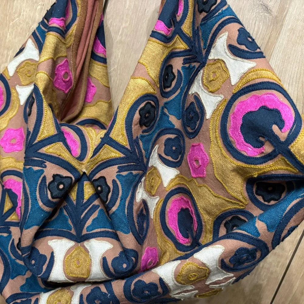 Free People Hypnotized Boho Slouchy Hobo Tote- Jewel Tone EUC - Picture 6 of 13